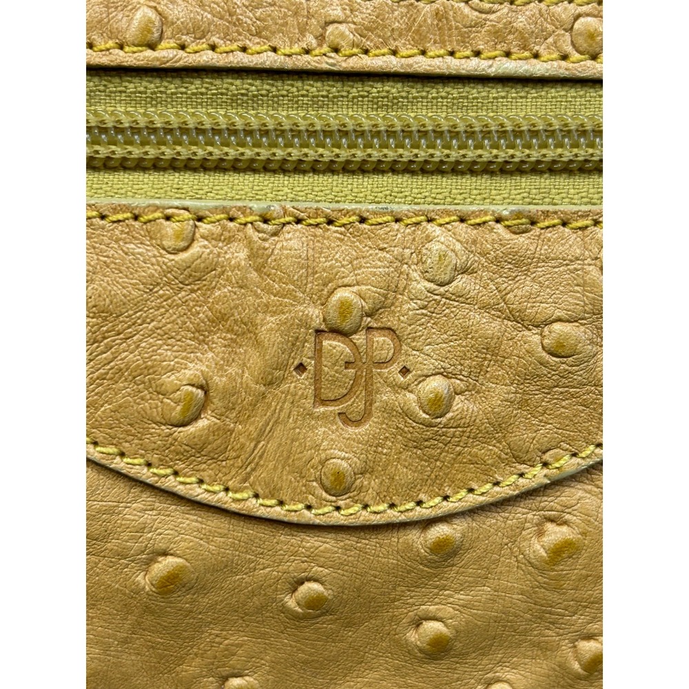 Donald J‎ Pliner Crossbody Bag  Mustard Yellow Ostrich Embossed Leather Italy - Picture 5 of 10